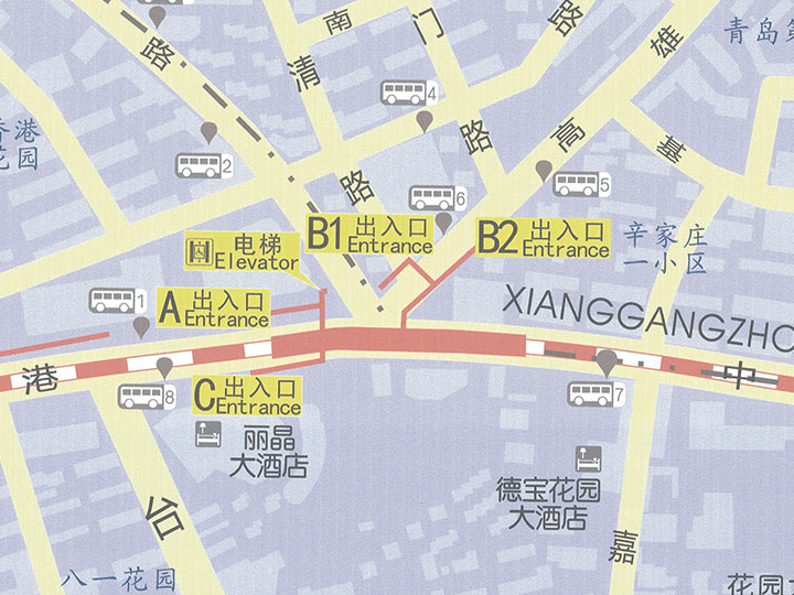 青岛地铁2号线高雄路站出入口信息位置公交换乘