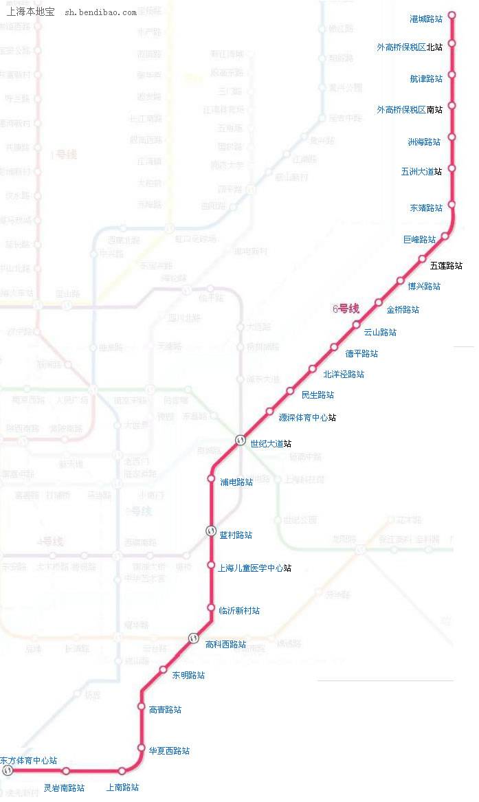 点击查看大图点击图片看大图上海地铁6号线线路信息:全程票价(元):66