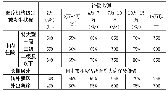 沈阳居民大病医保报销范围及比例