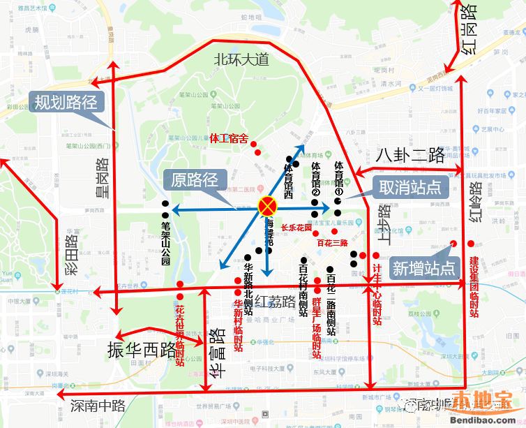 黄木岗枢纽施工公交线路调整方案(停运,改道,新增)- 深圳本地宝