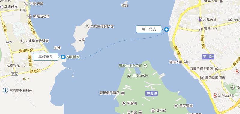 厦门第一码头至海沧嵩鼓码头位置航班