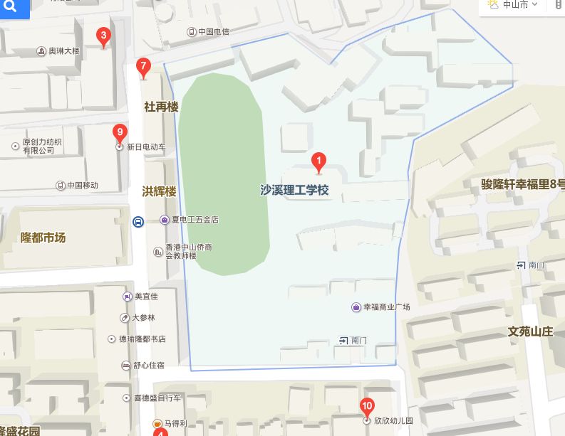 中山职业技术学院地图图片